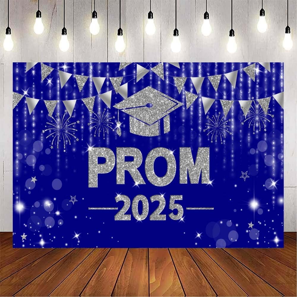 VanillaBay Royal Blue Prom 2025 Graduation Backdrop 708x433 Inch