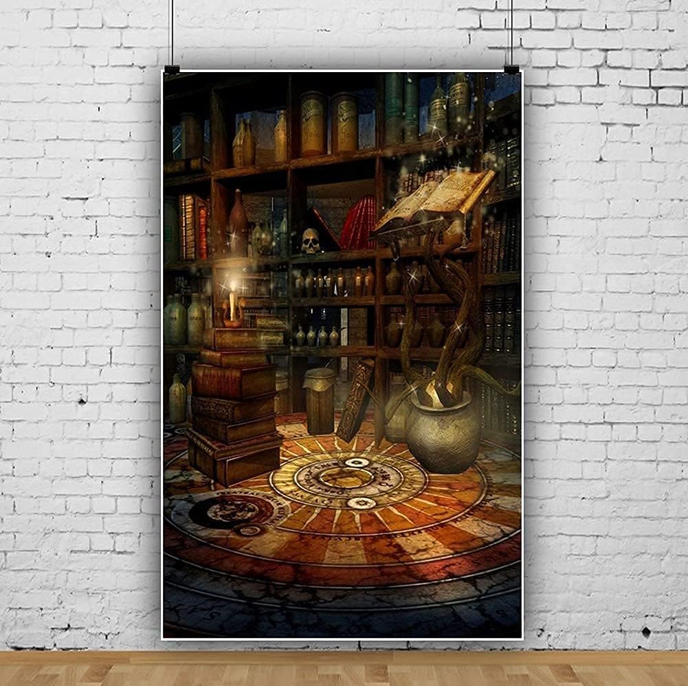Laeacco 5x7FT Fantasy Room Magic School Halloween Horror Night Backdrop
