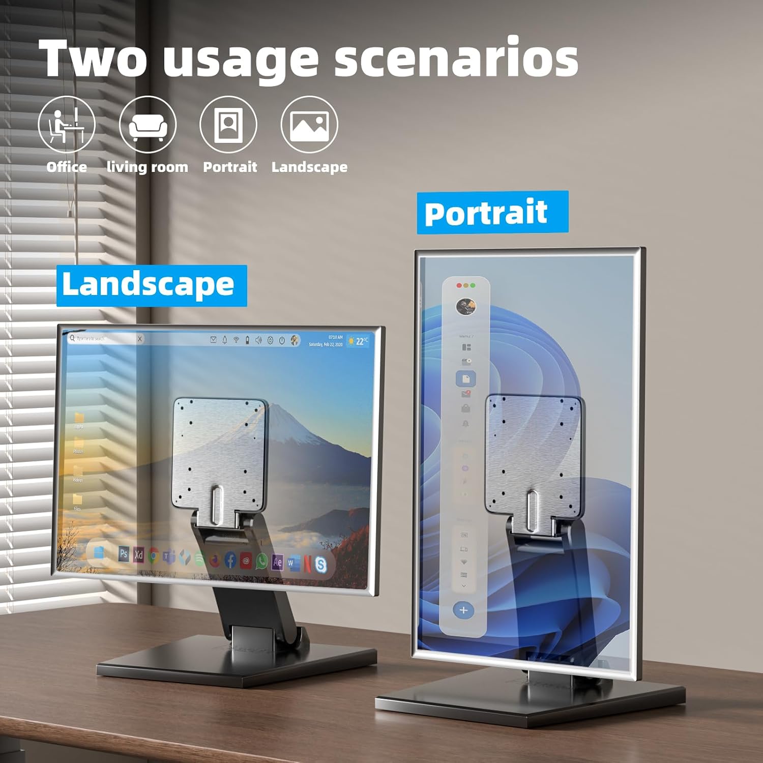 Jakeko Lay Flat Low Profile Monitor Stand For 14-24 Screens