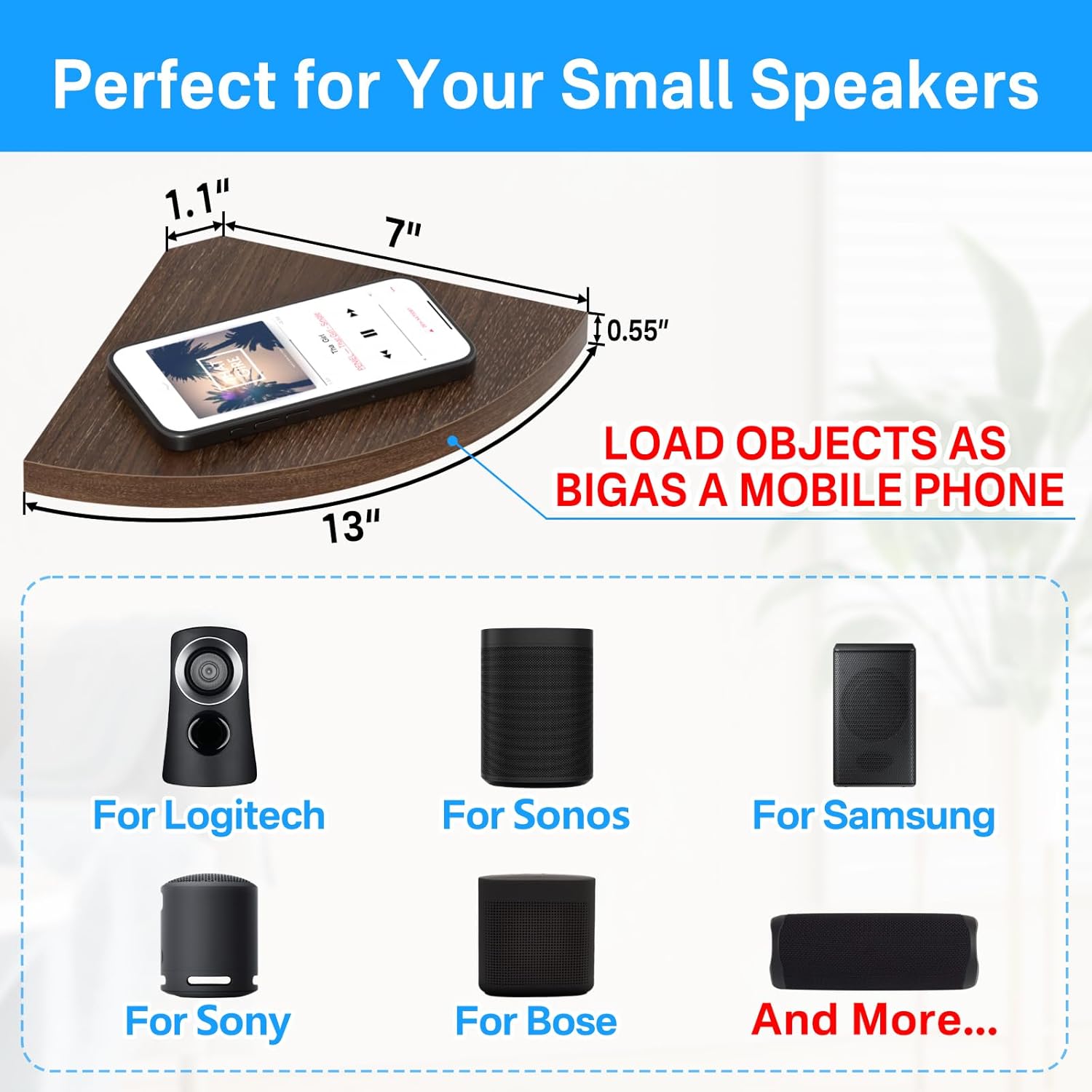 Corner Speaker Shelf for Small Speakers Set of 2