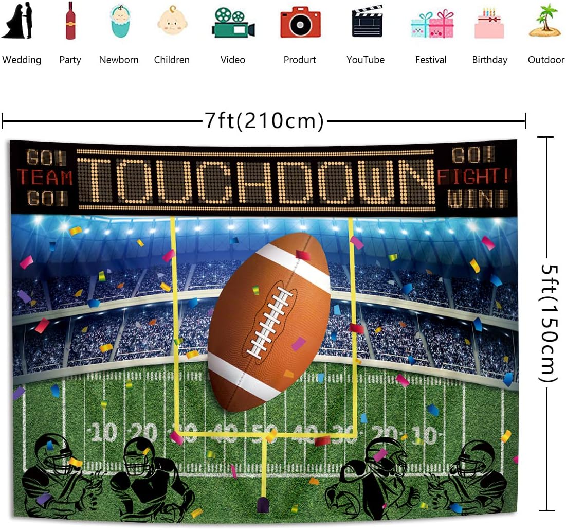 BINQOO Football Backdrop 7x5ft Photo Banner for Parties and Events