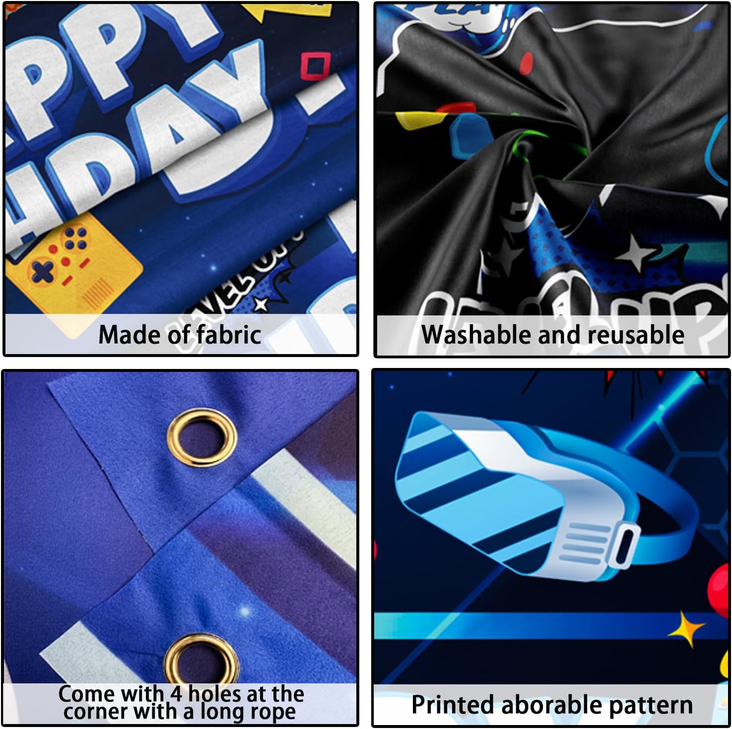 Video Game Birthday Decorations Banner 71x43 Inch