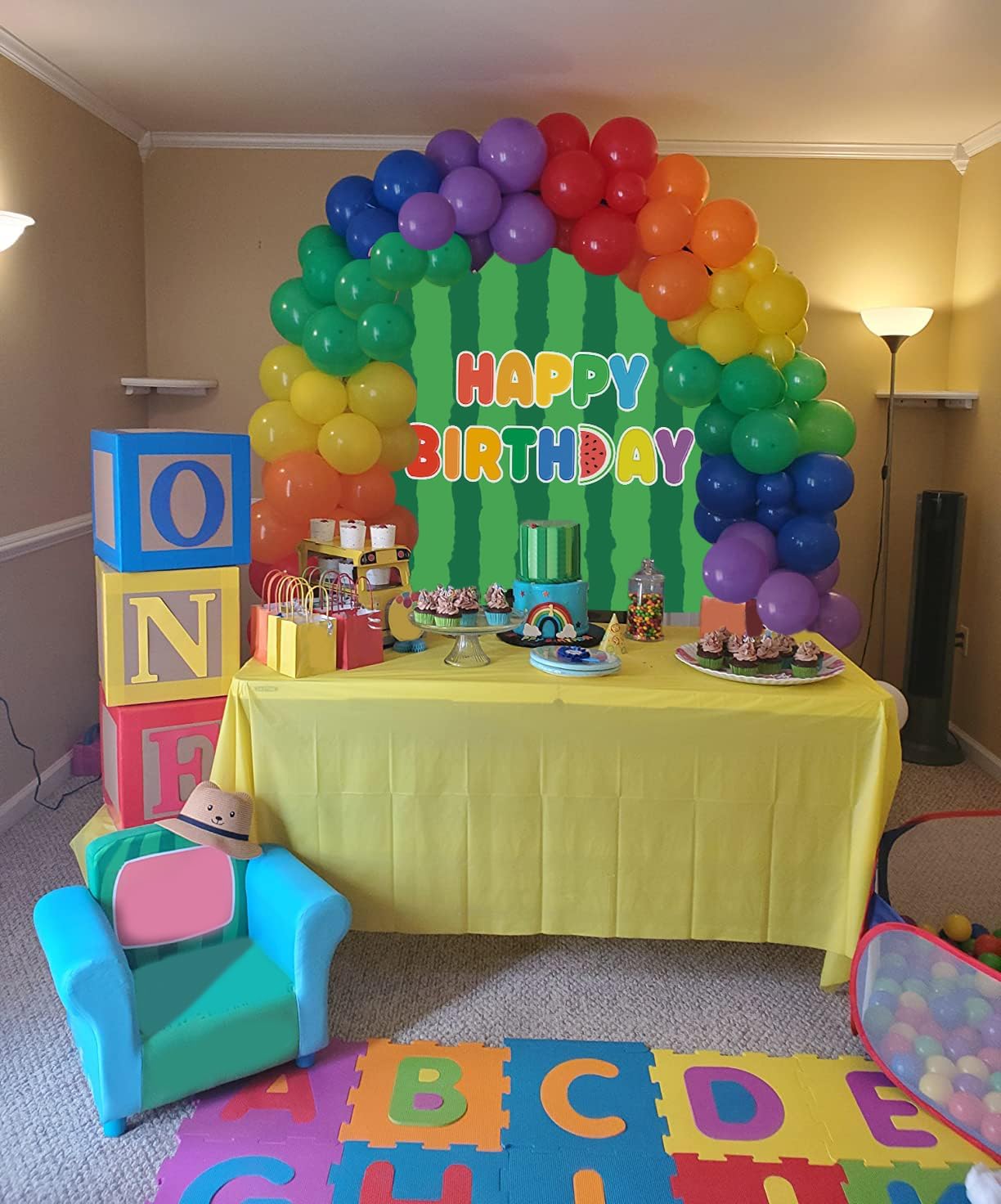 Cartoon Melon Birthday Backdrop 8x6FT Watermelon Theme Party Background