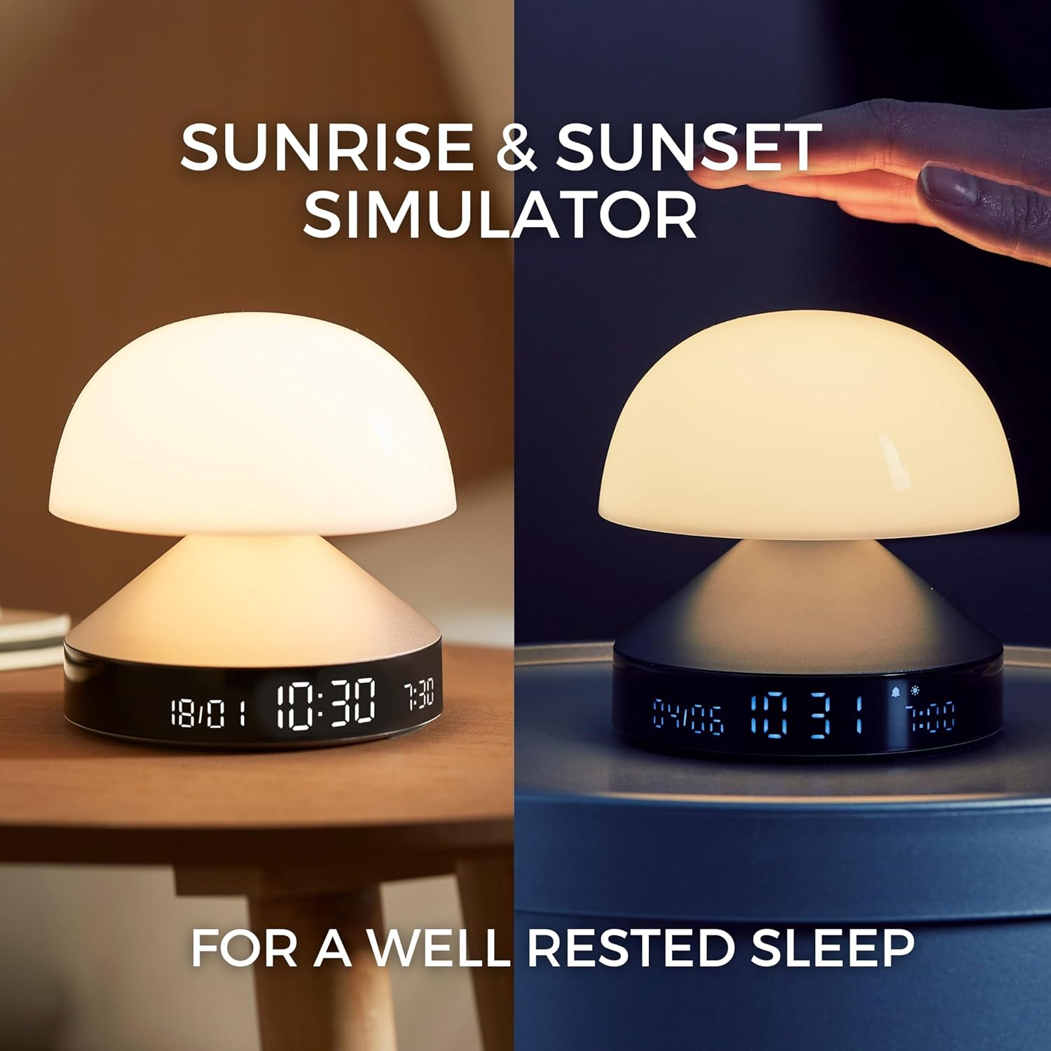 Lexon Mina Sunrise Alarm Clock with Sunset Lamp - Bronze