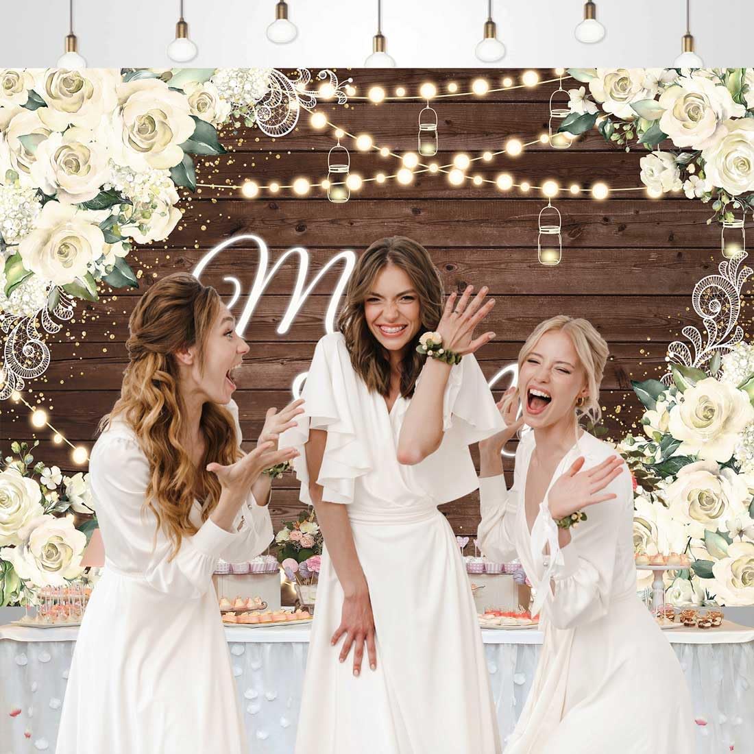 7x5ft Floral Mr And Mrs Photo Booth Backdrop