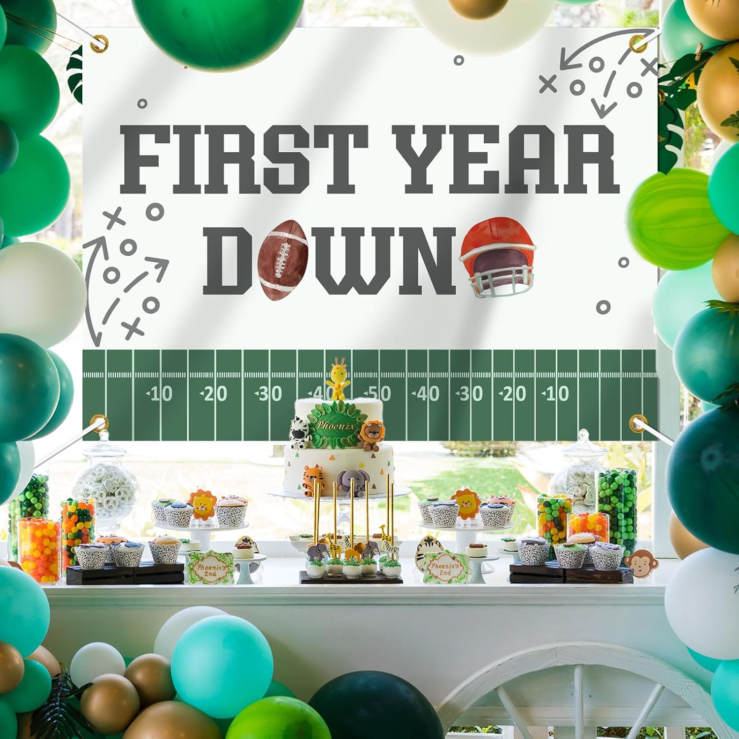 Football First Birthday Backdrop 7x5ft Decor