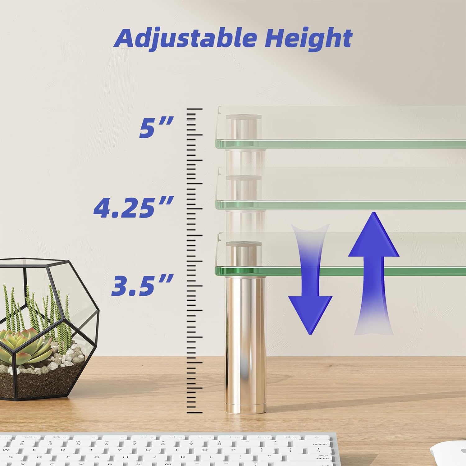 Simple Trending 2 Pack Monitor Stand with Height Adjust and Tempered Glass