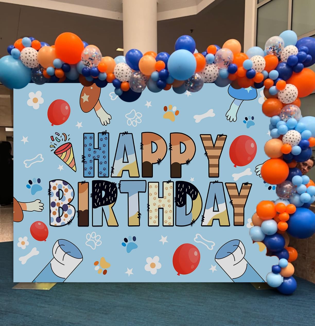 Blue Dog Theme Birthday Backdrop for Photo Booths