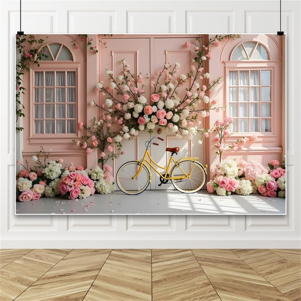Leowefowa 12x8ft Spring Pink Flowers Backdrop