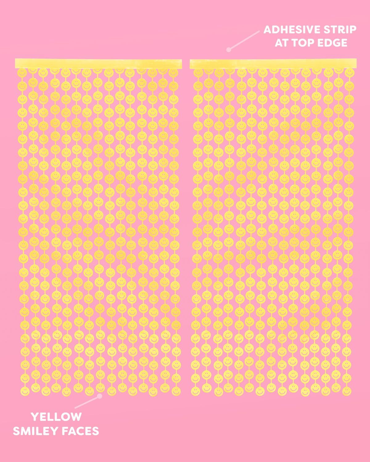 Xo Fetti Smiley Foil Curtains Set of 2 Yellow