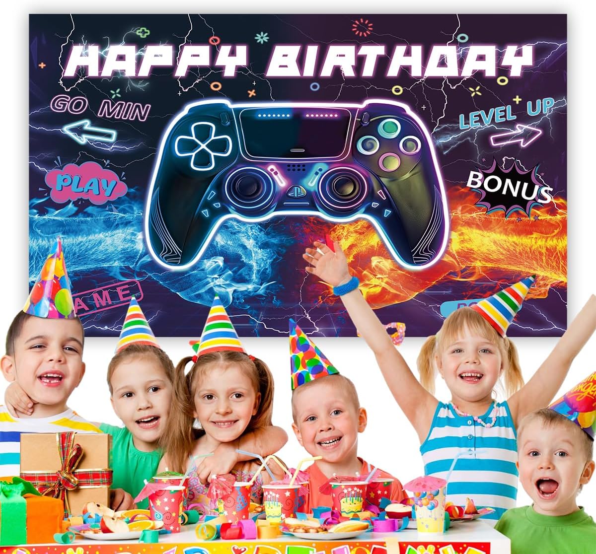 Game Machine Happy Birthday Backdrop Cloth for Parties