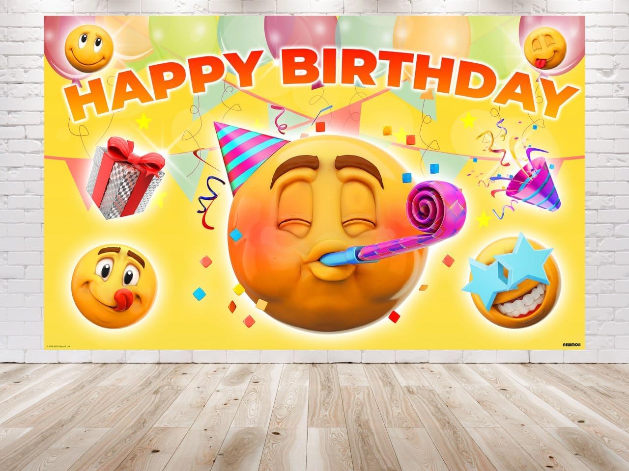 Vibrant Emoji Smiley Faces Party Backdrop