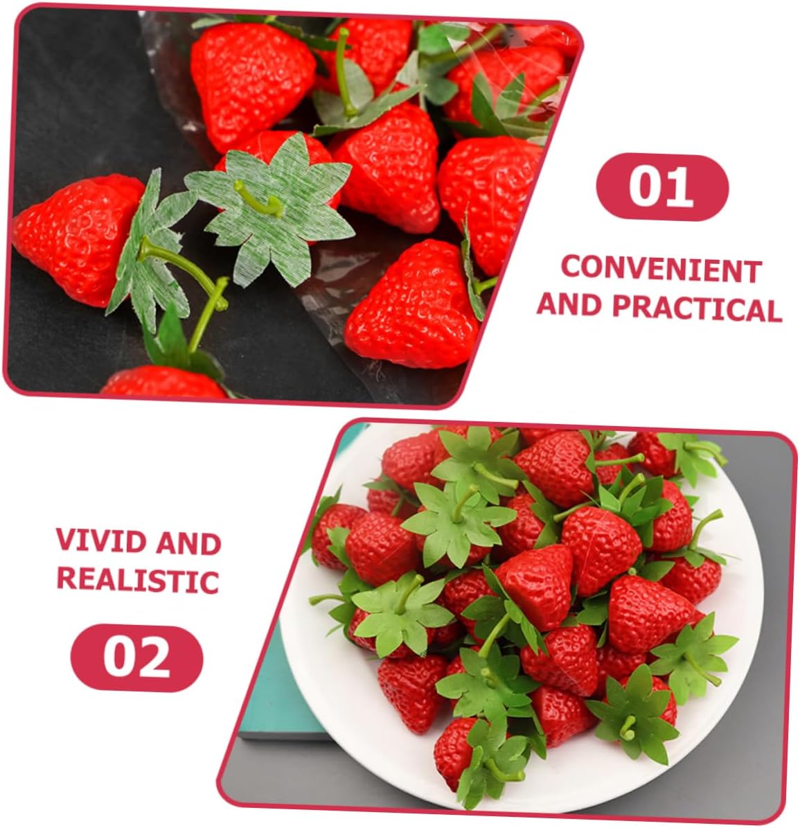 Luxshiny 10Pcs Realistic Strawberry Photo Props
