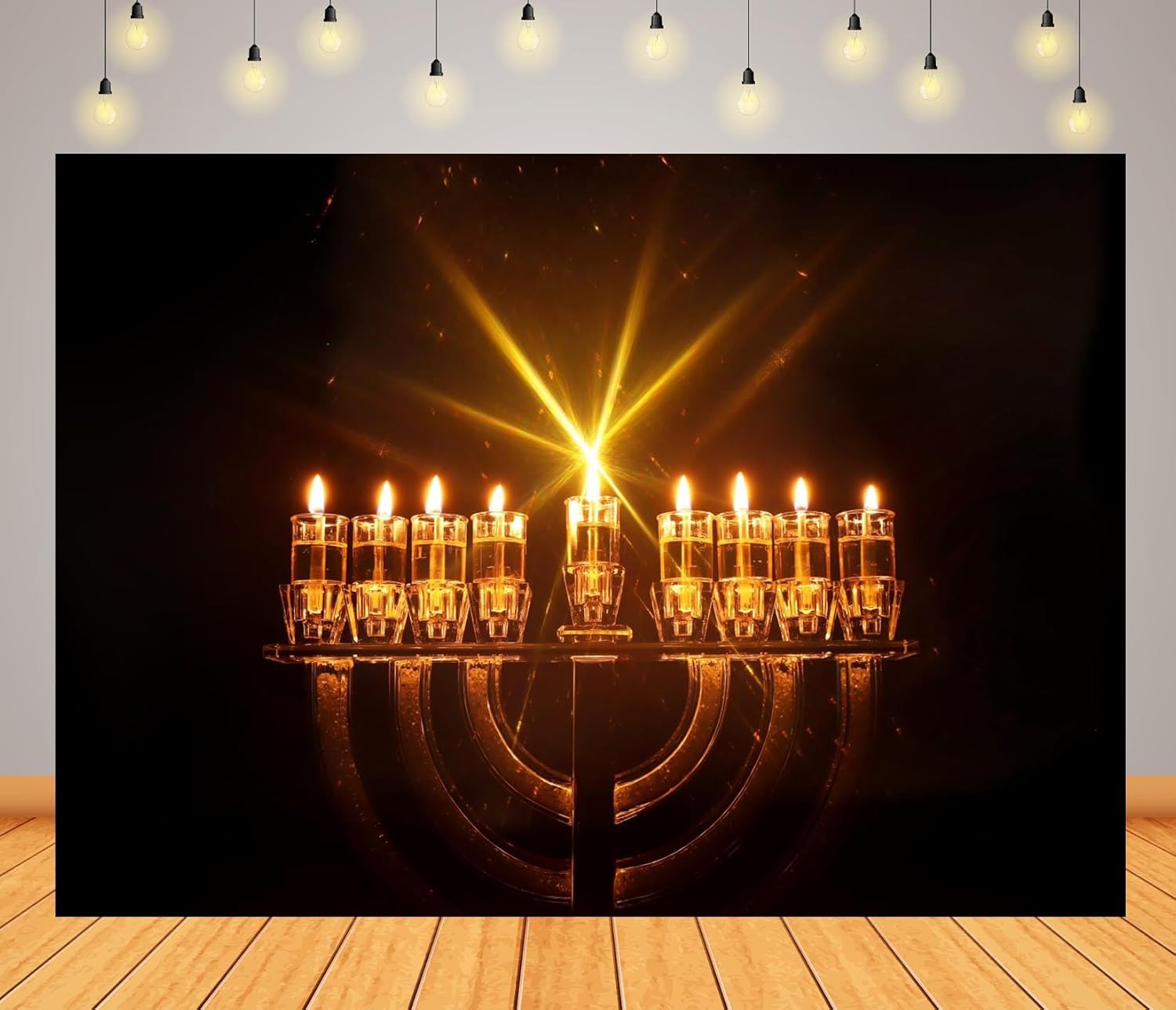 BELECO 8x6ft Hanukkah Backdrop with Menorah