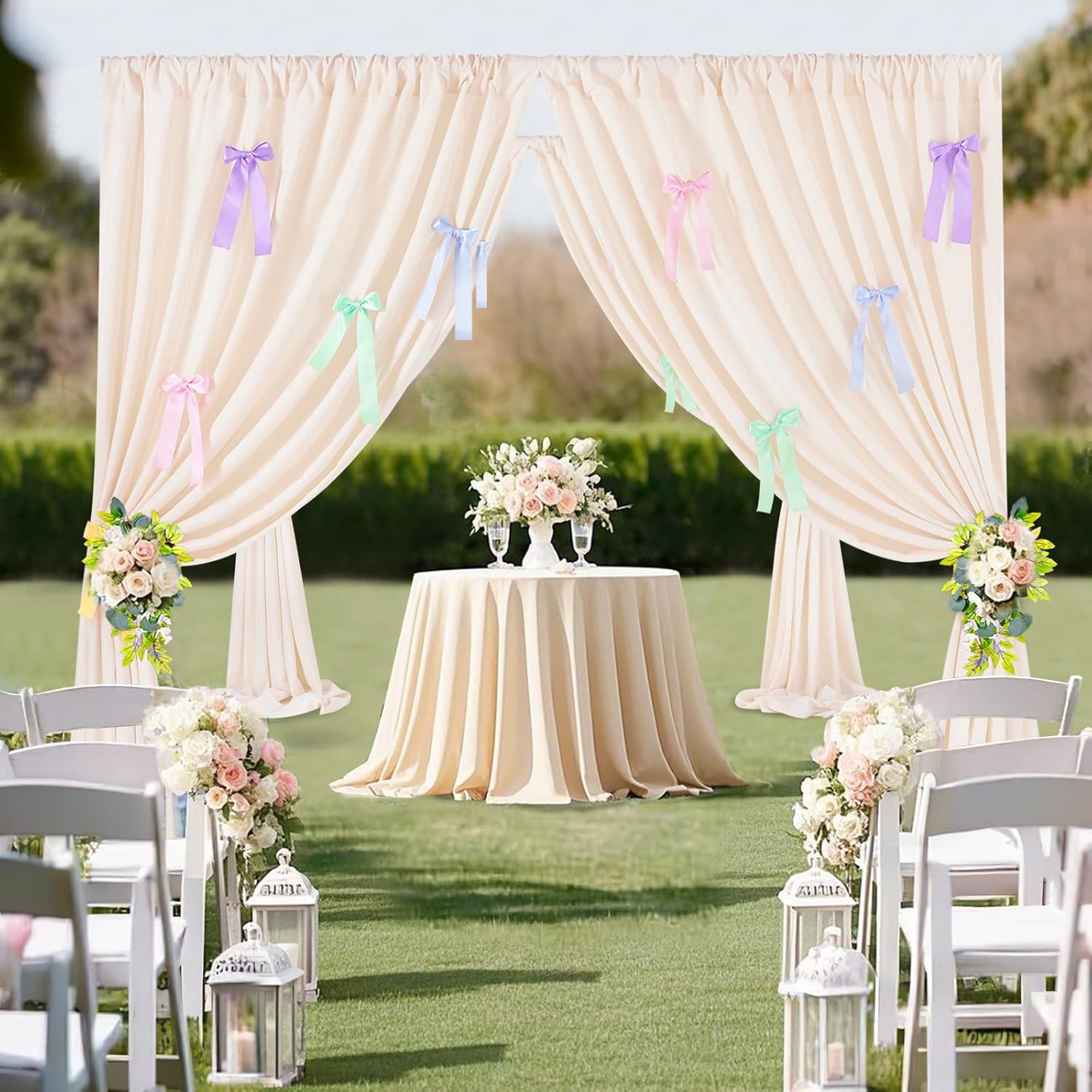 Ivory Backdrop Curtain 58x8ft Wedding Event Decor