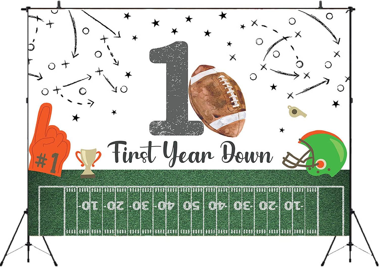 Football First Birthday Backdrop 7x5ft Game Time Decor