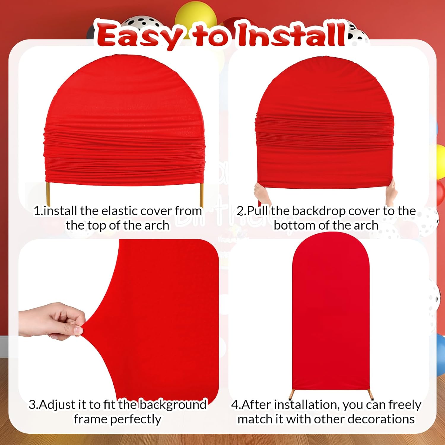 RimCereal Arch Backdrop Cover Set of 3 Red Dog Party Theme