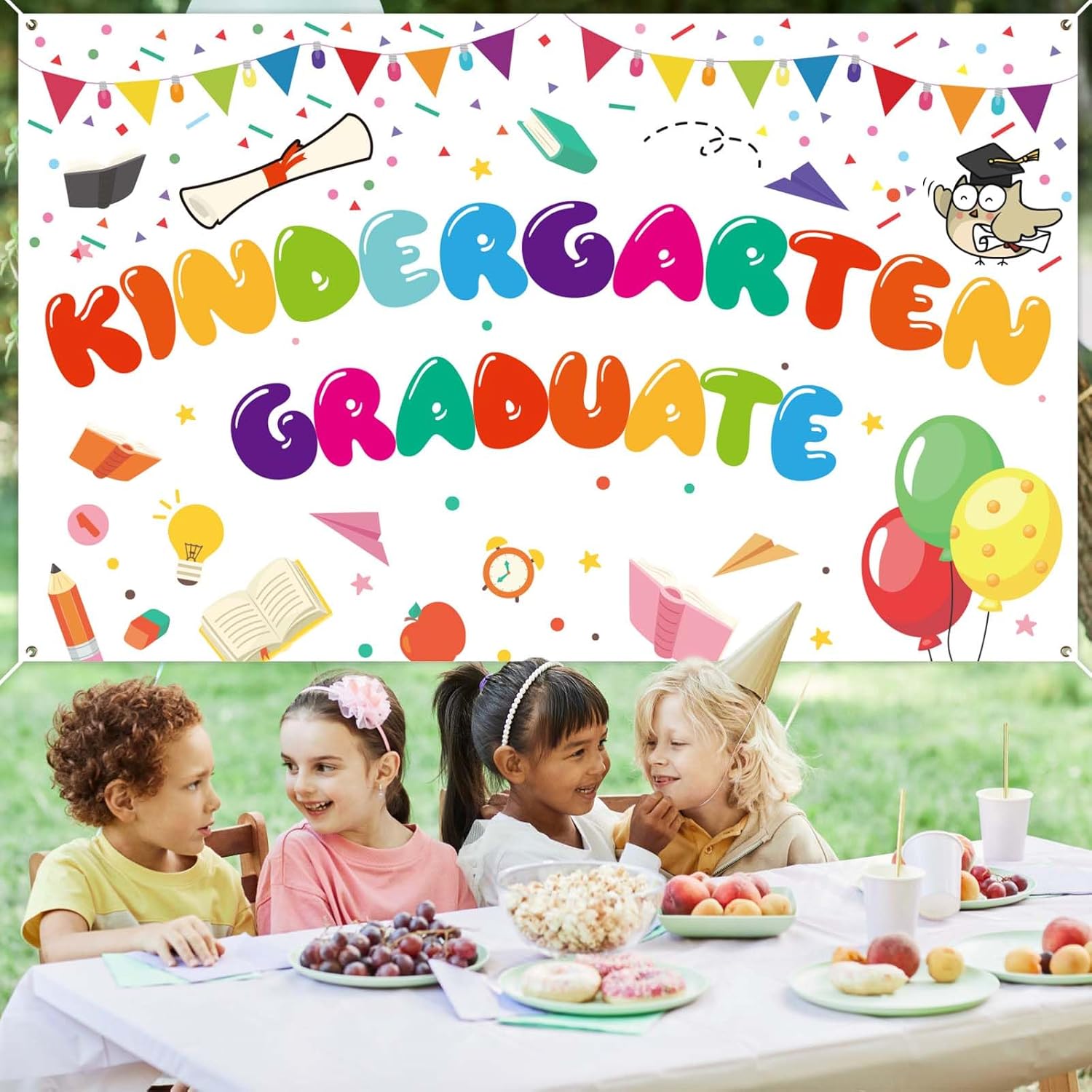 Kindergarten Graduation Banner 71x43 Inch White
