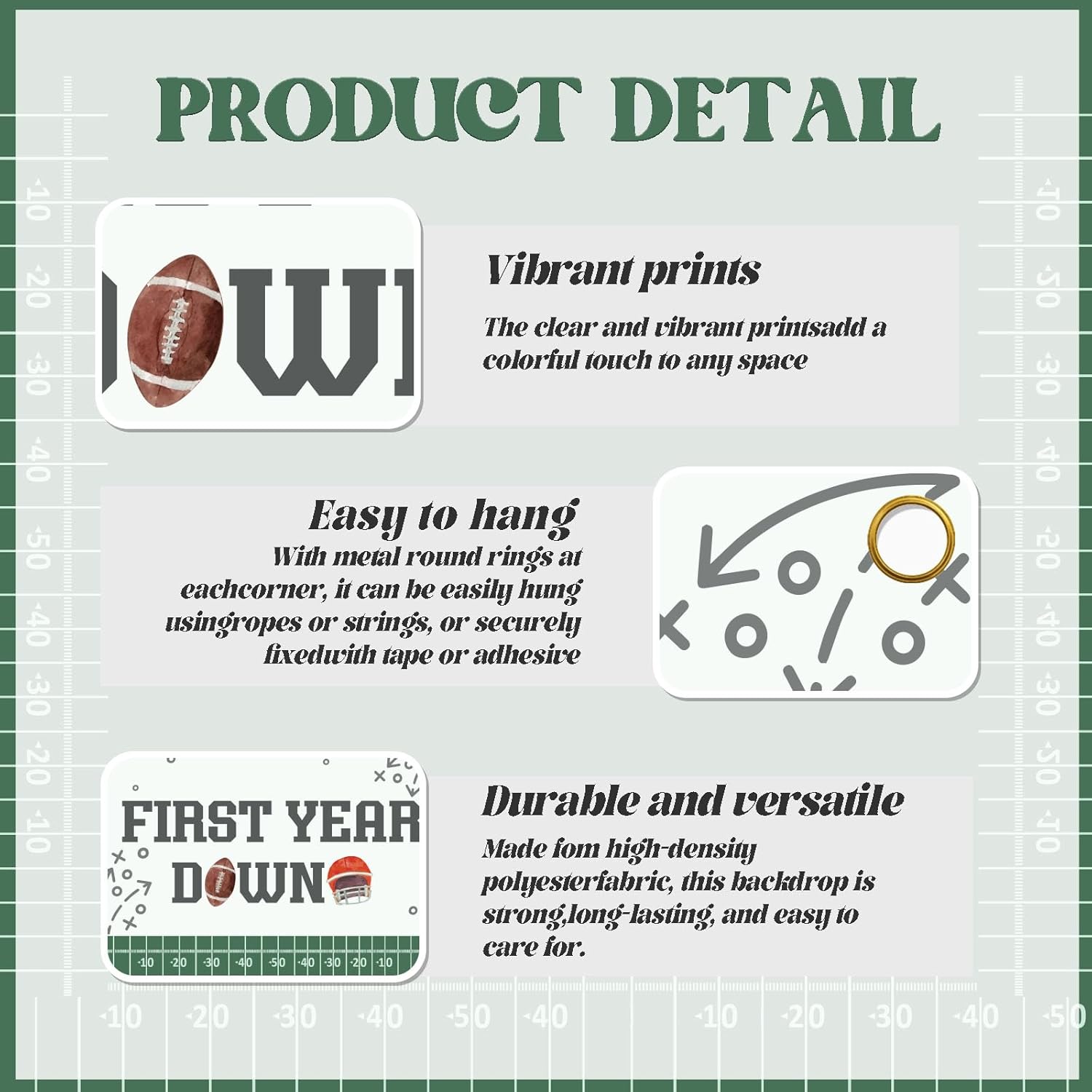 Football First Birthday Backdrop 7x5ft Decor