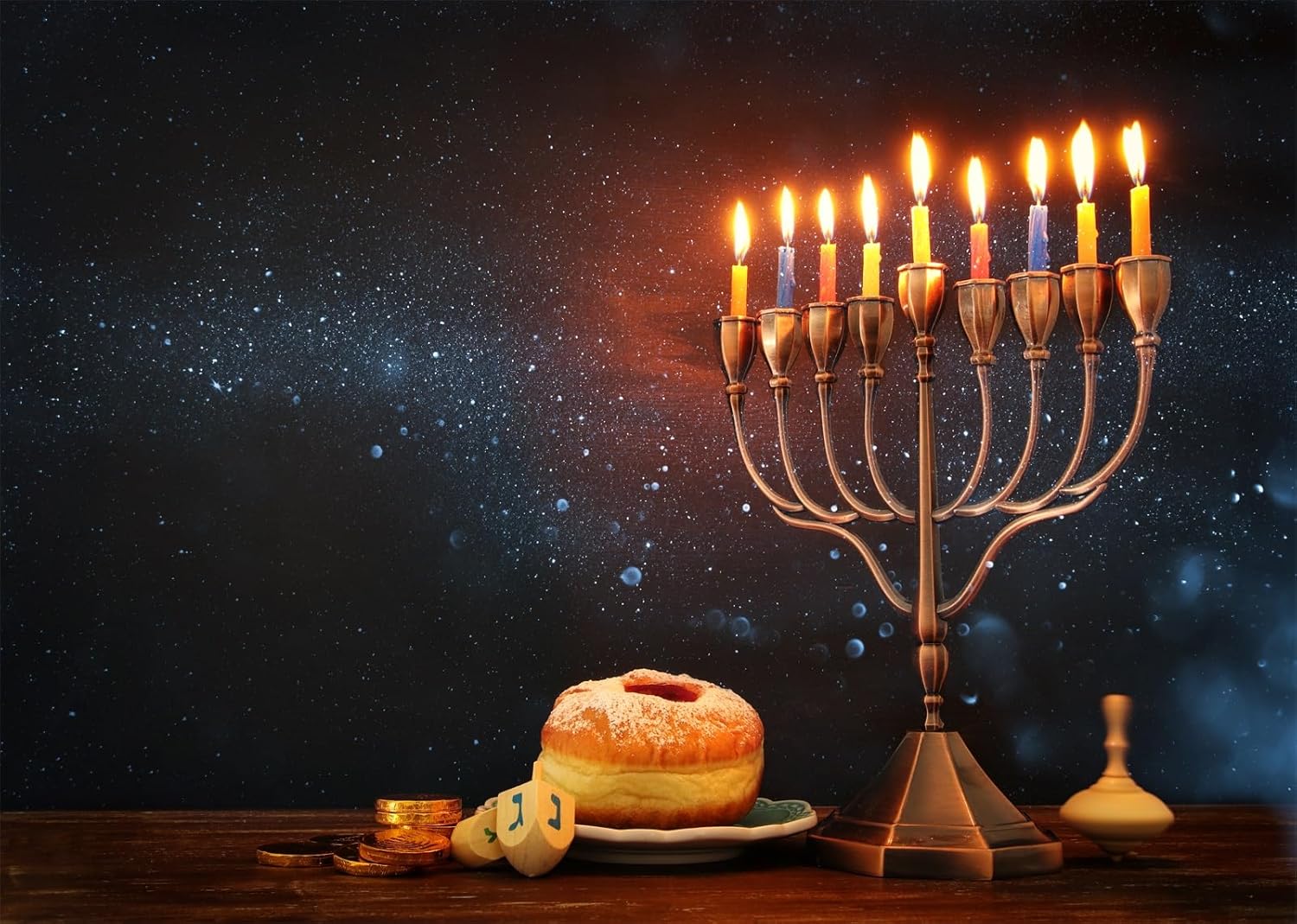 BELECO 8x6ft Hanukkah Backdrop Photo Studio Decorations