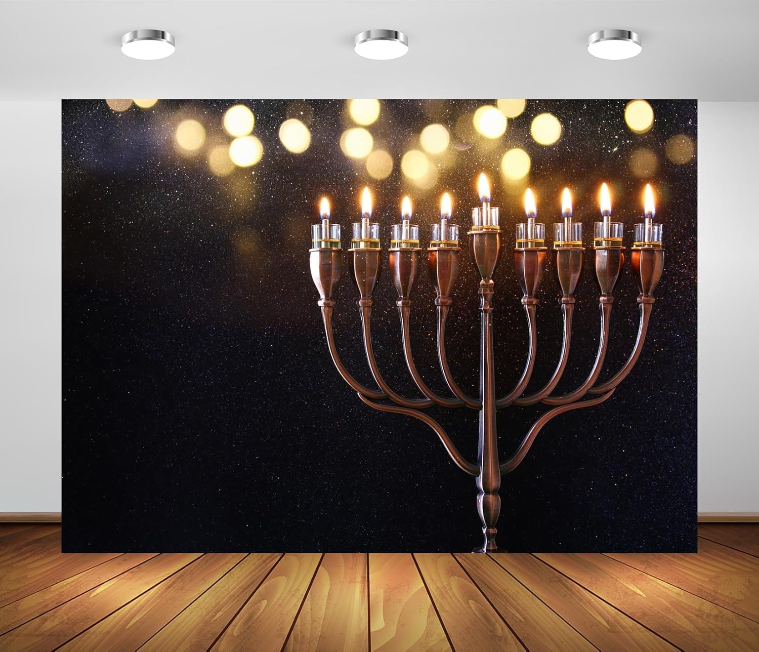 BELECO 8x6ft Hanukkah Backdrop with Menorah 1