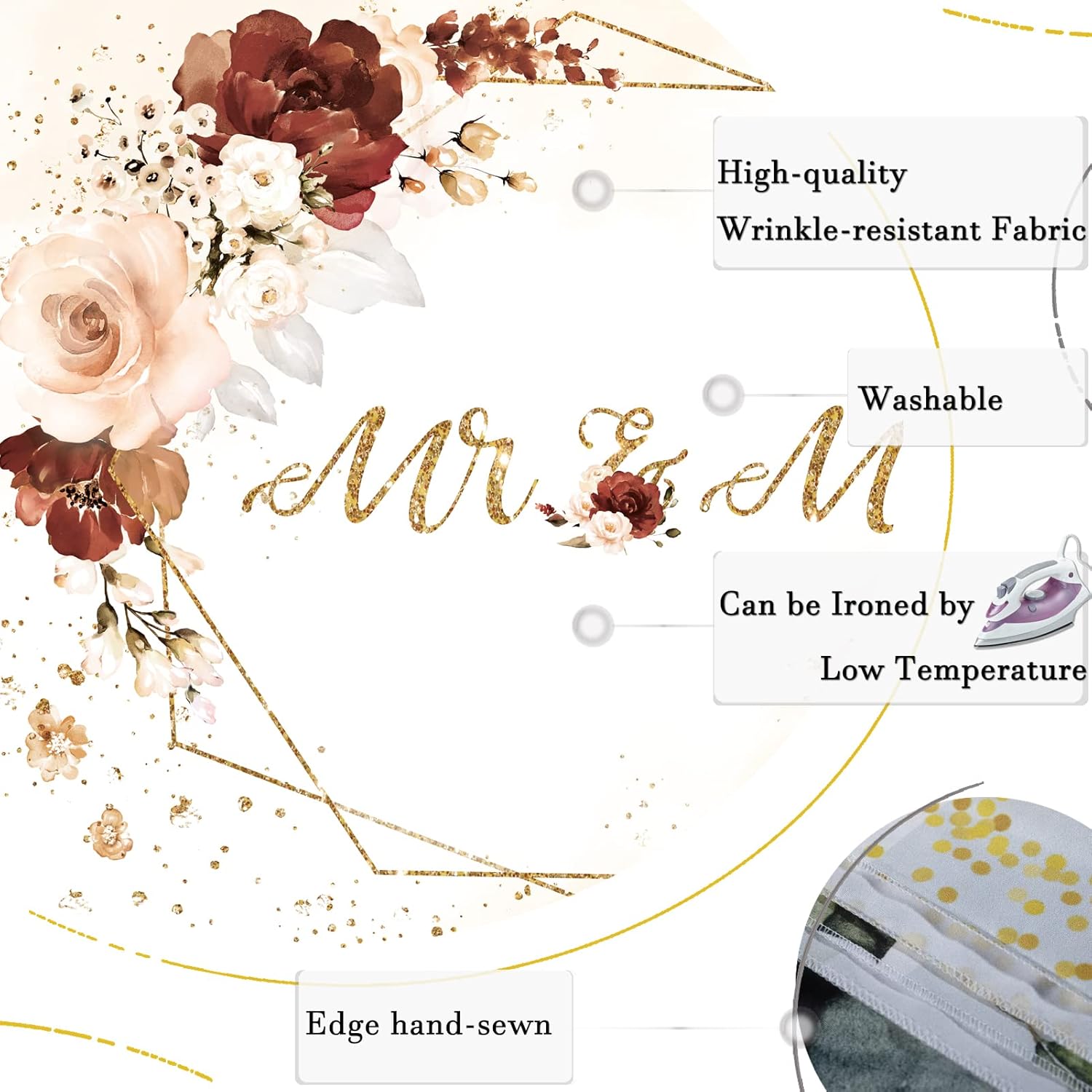Mr Mrs Engagement Decor Backdrop 7x5ft Pink Floral Wedding