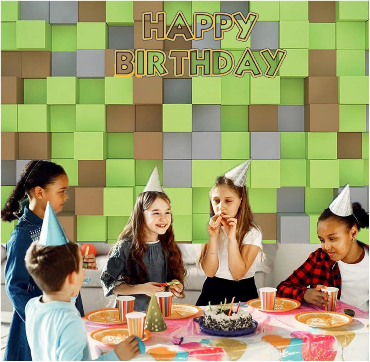 7X5FT 3D Cube Pattern Photo Backdrop for Events