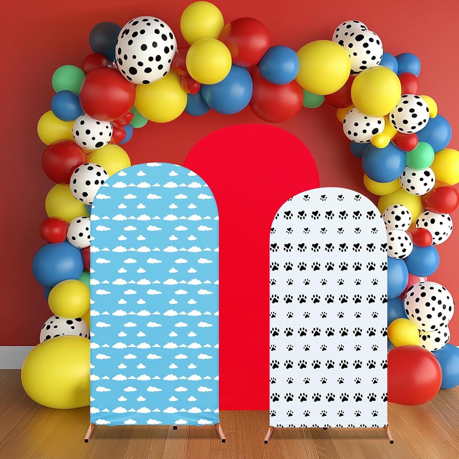 RimCereal Arch Backdrop Cover Set of 3 Red Dog Party Theme