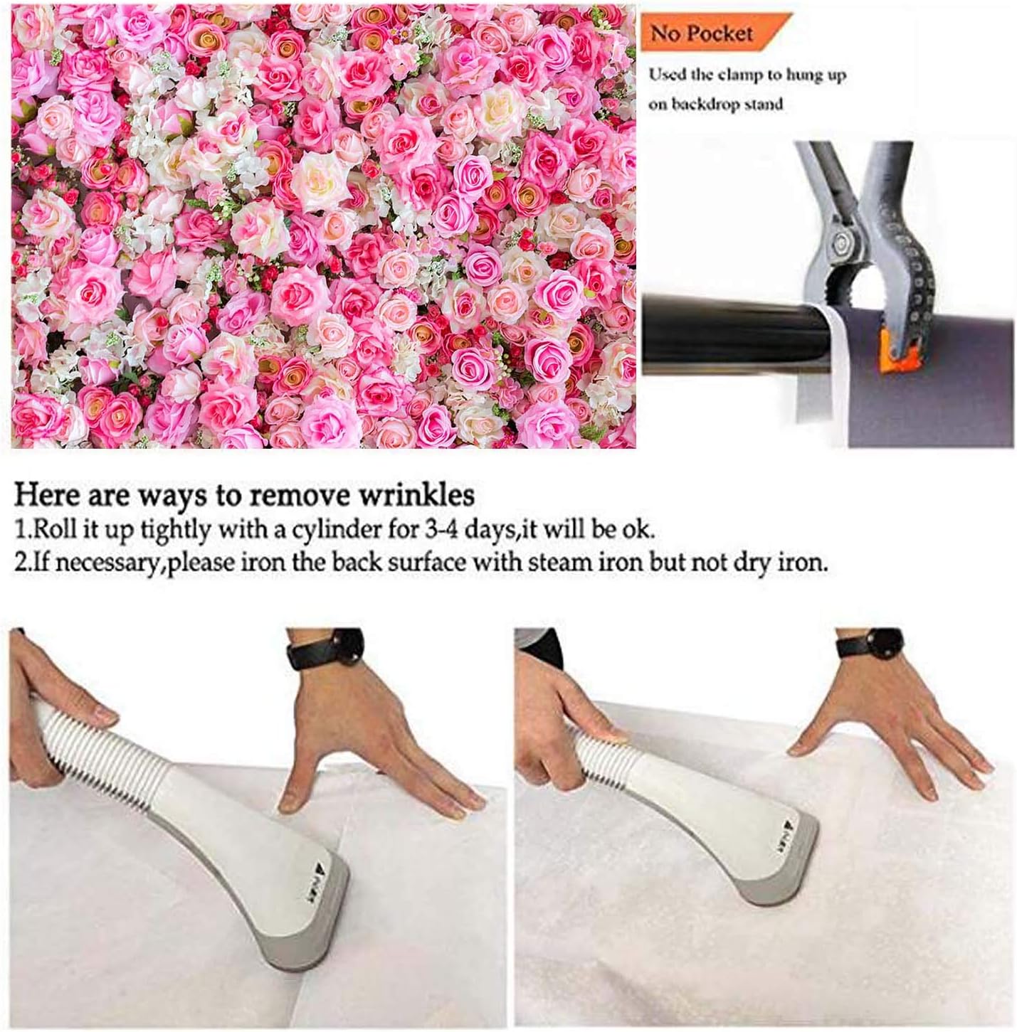 XLL 3D Pink Rose Photo Background 5x3ft Vinyl