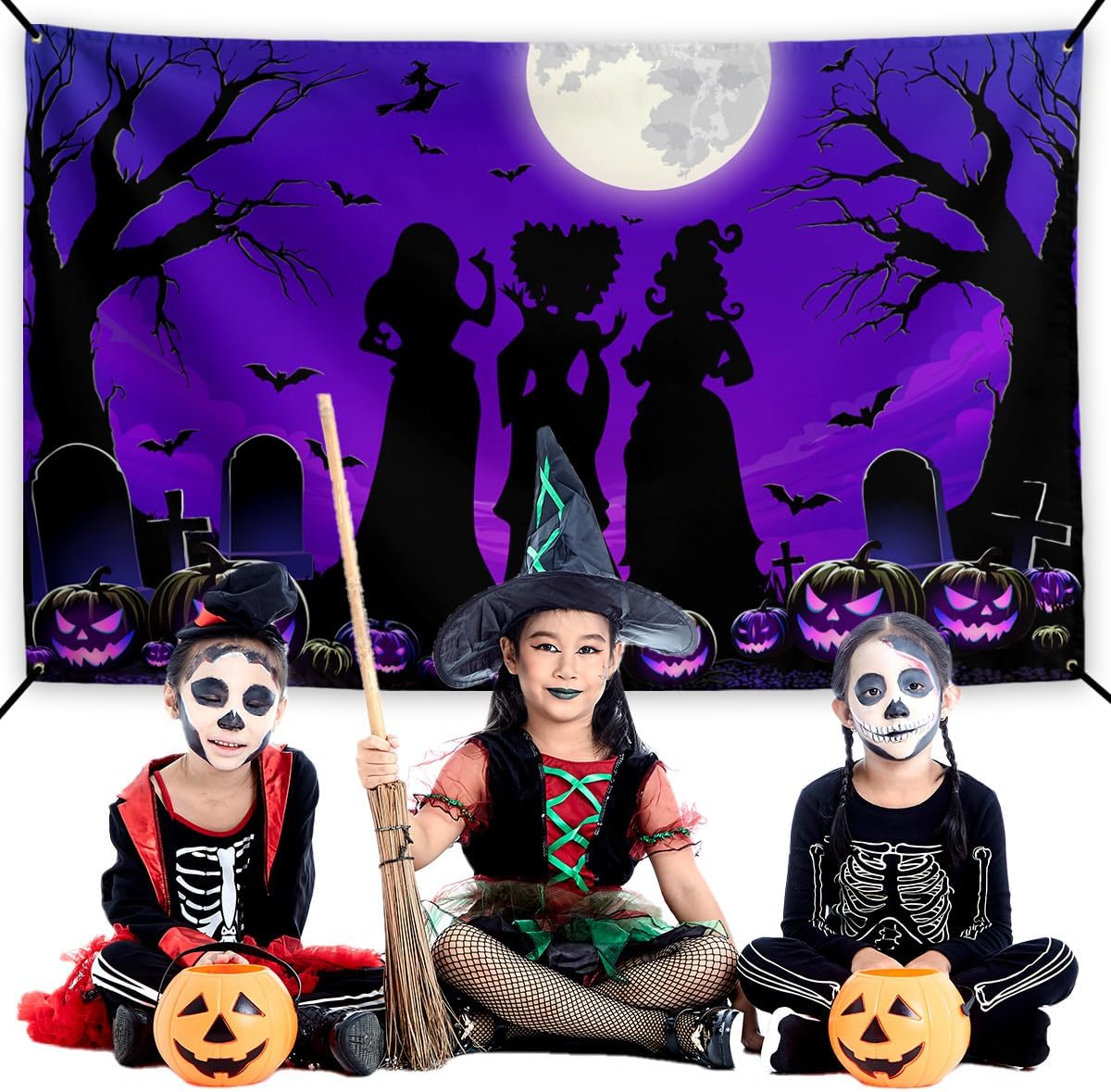 Flaircave Hocus Pocus Witch Sisters Halloween Backdrop