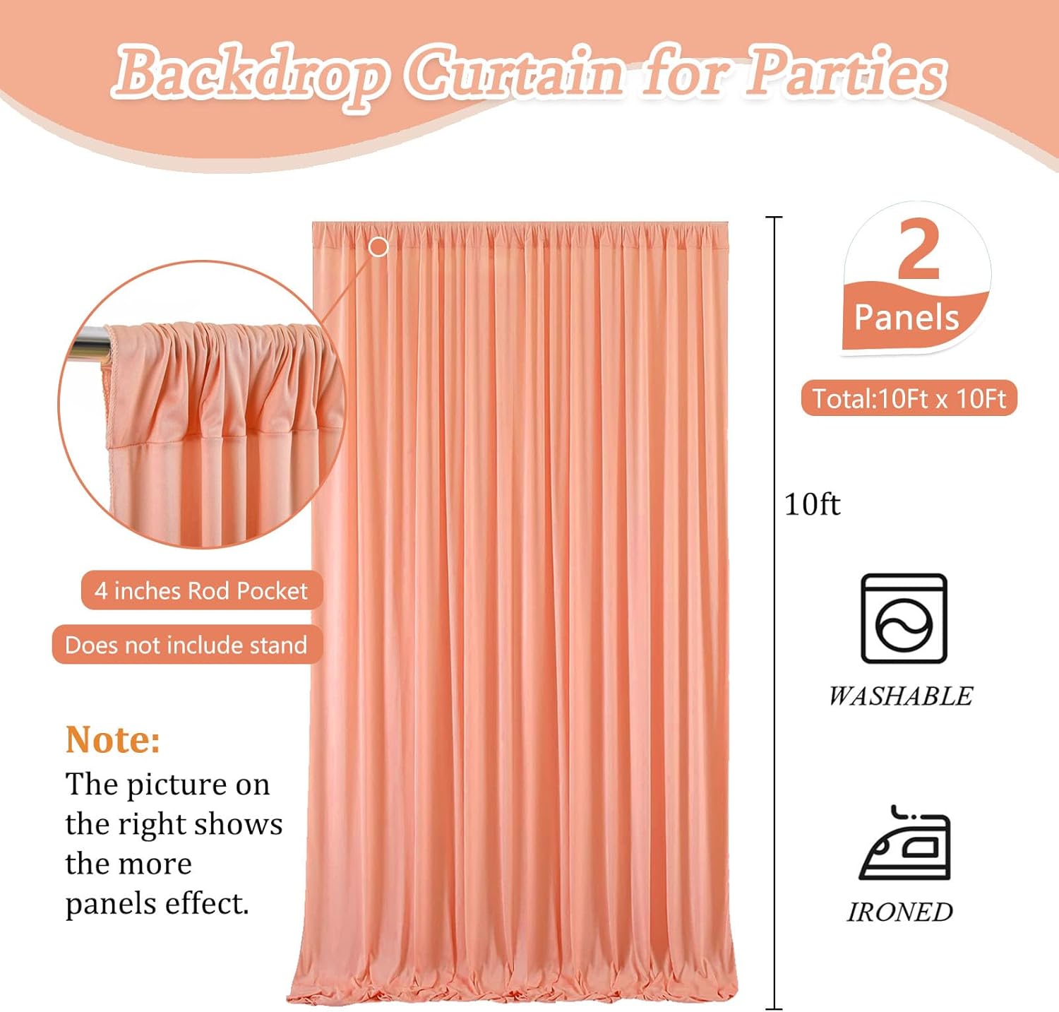 10 x 10 Feet Rose Gold Backdrop Curtains for Parties