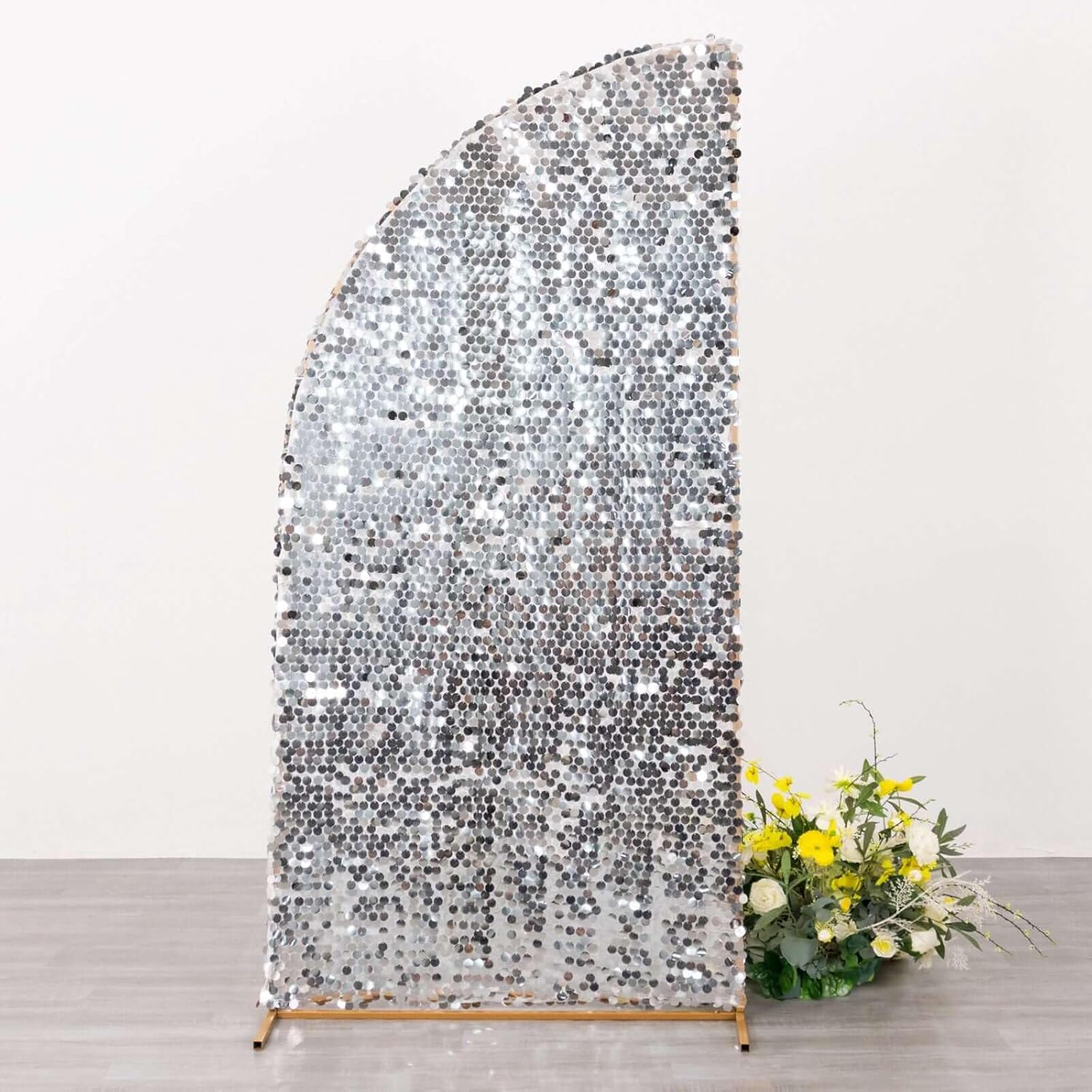 Efavormart 6ft Silver Sequin Chiara Backdrop Stand Cover