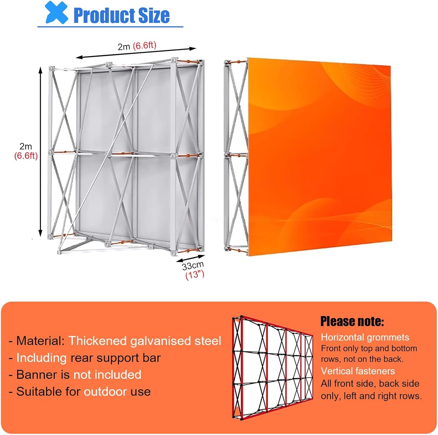 Aluminum Tension Black Out Fabric Pop Up Stand 2x2m