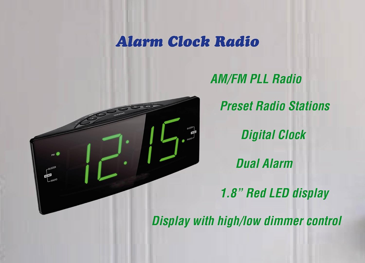 HANNLOMAX HX-112CR Alarm Clock Radio with Dual Alarm and Jumbo Display