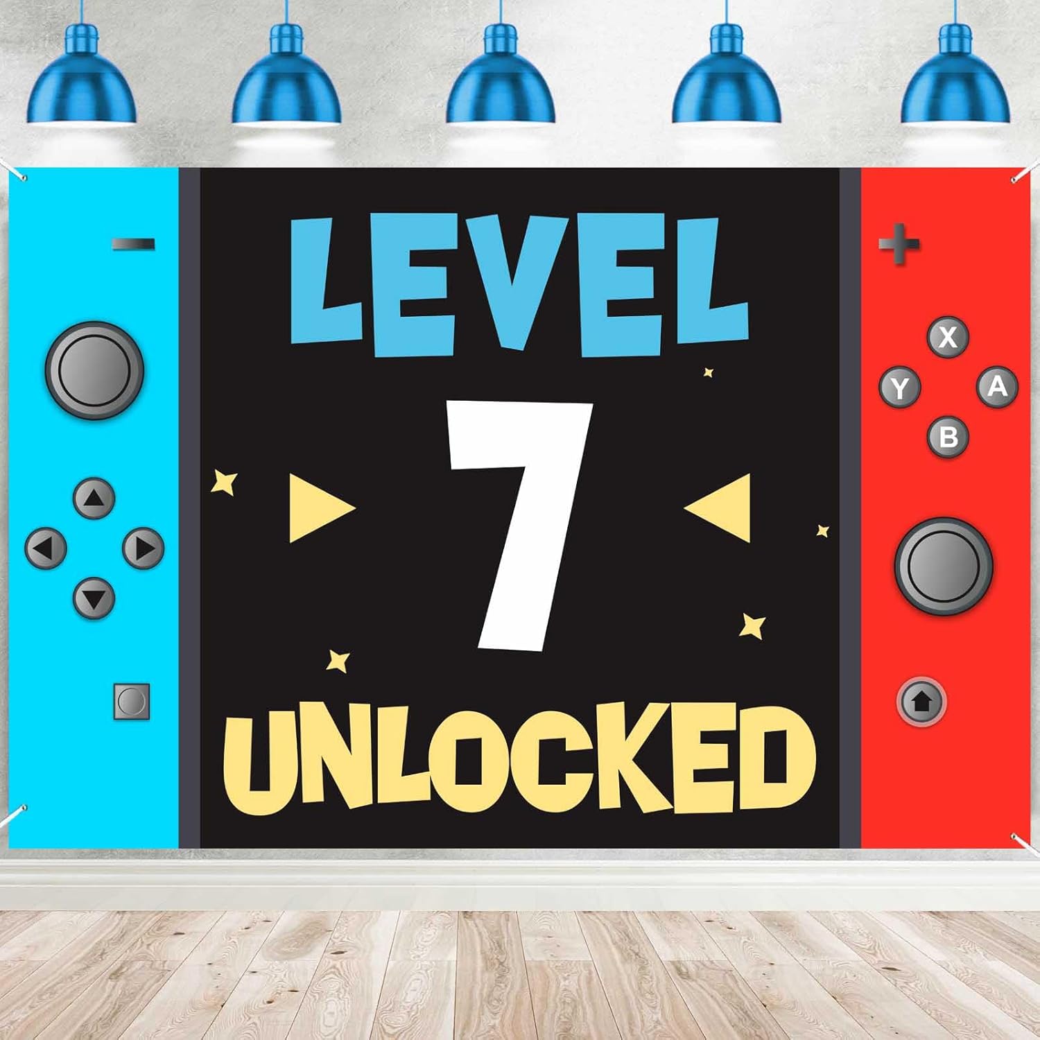 Level Up Happy 7th Birthday Banner Photo Booth Prop