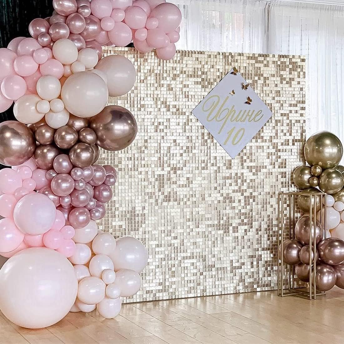 Shimmer Backdrop Light Gold Square 3ftx6ft for Events