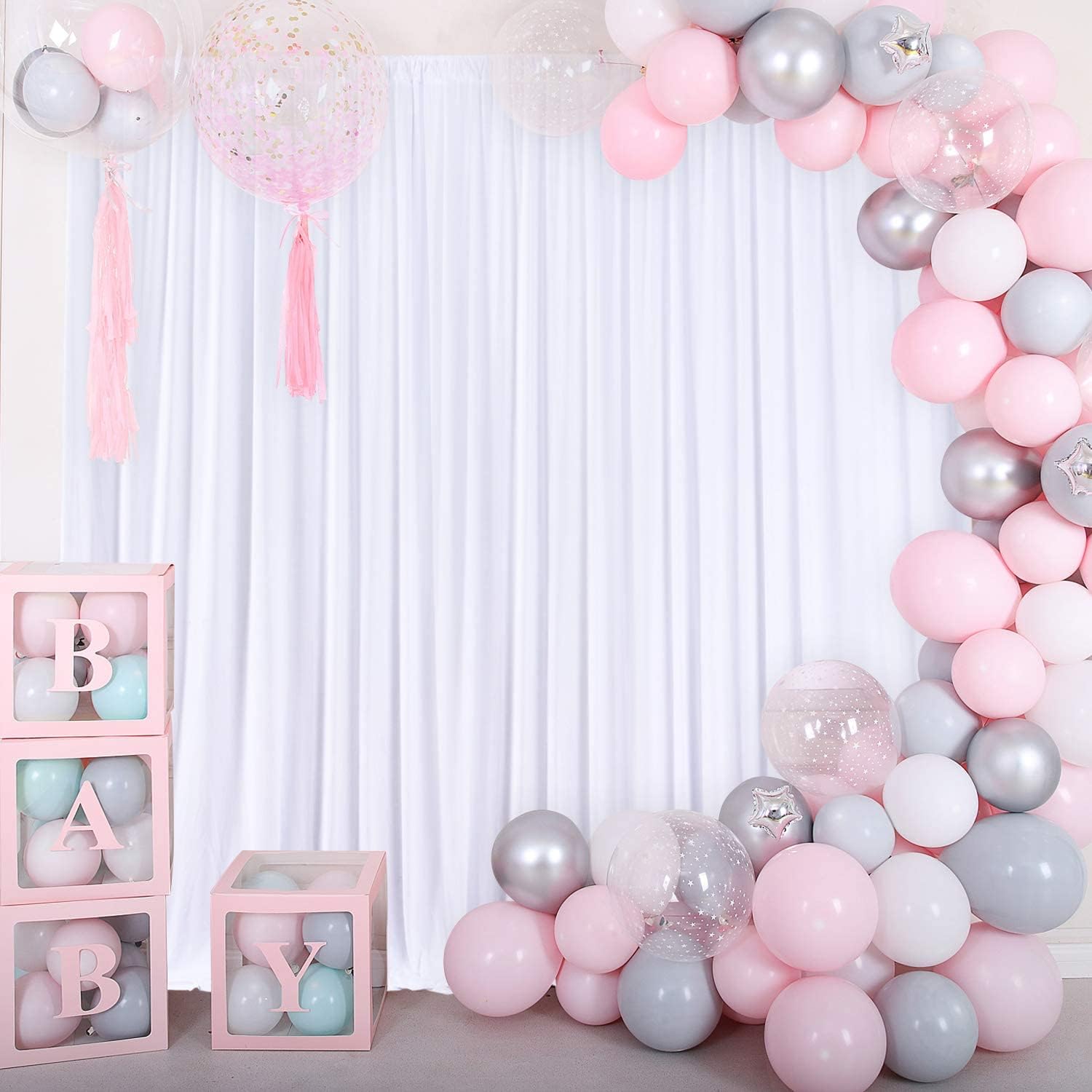 AK Trading Co 10x10ft White Polyester Backdrop Curtains