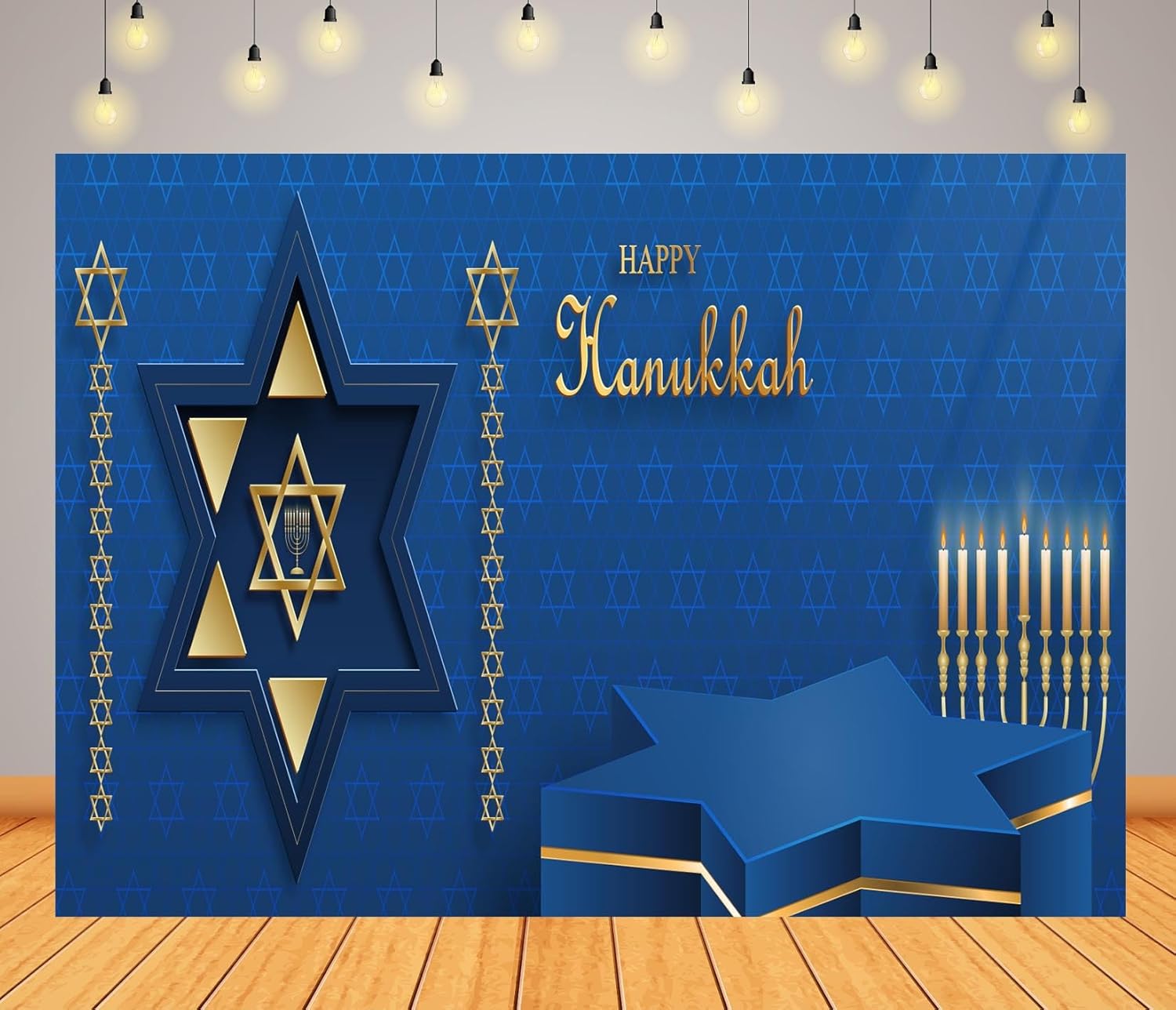 CORFOTO 8x6ft Happy Hanukkah Backdrop Banner 1