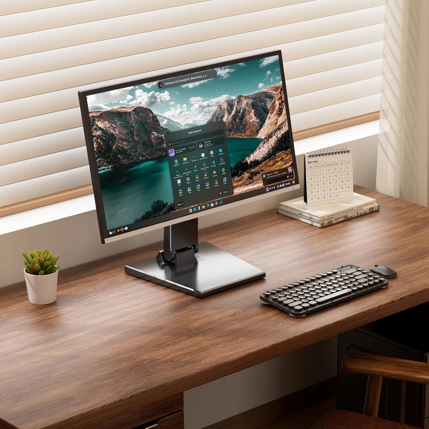 Jakeko Lay Flat Low Profile Monitor Stand For 14-24 Screens