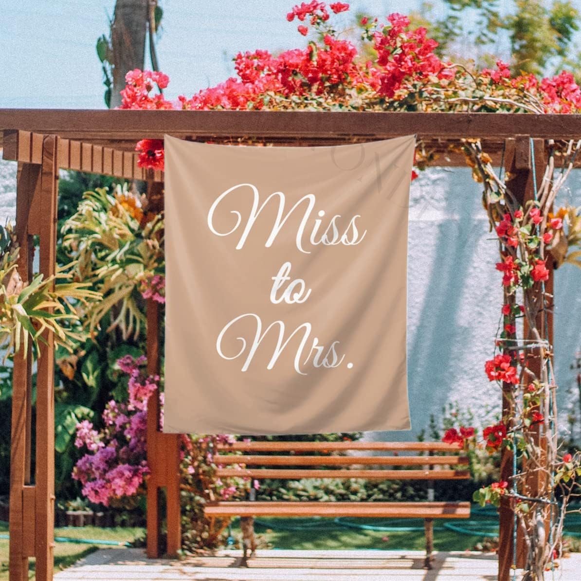 Miss to Mrs Backdrop - Taupe 60x80 Inch Bridal Shower Banner