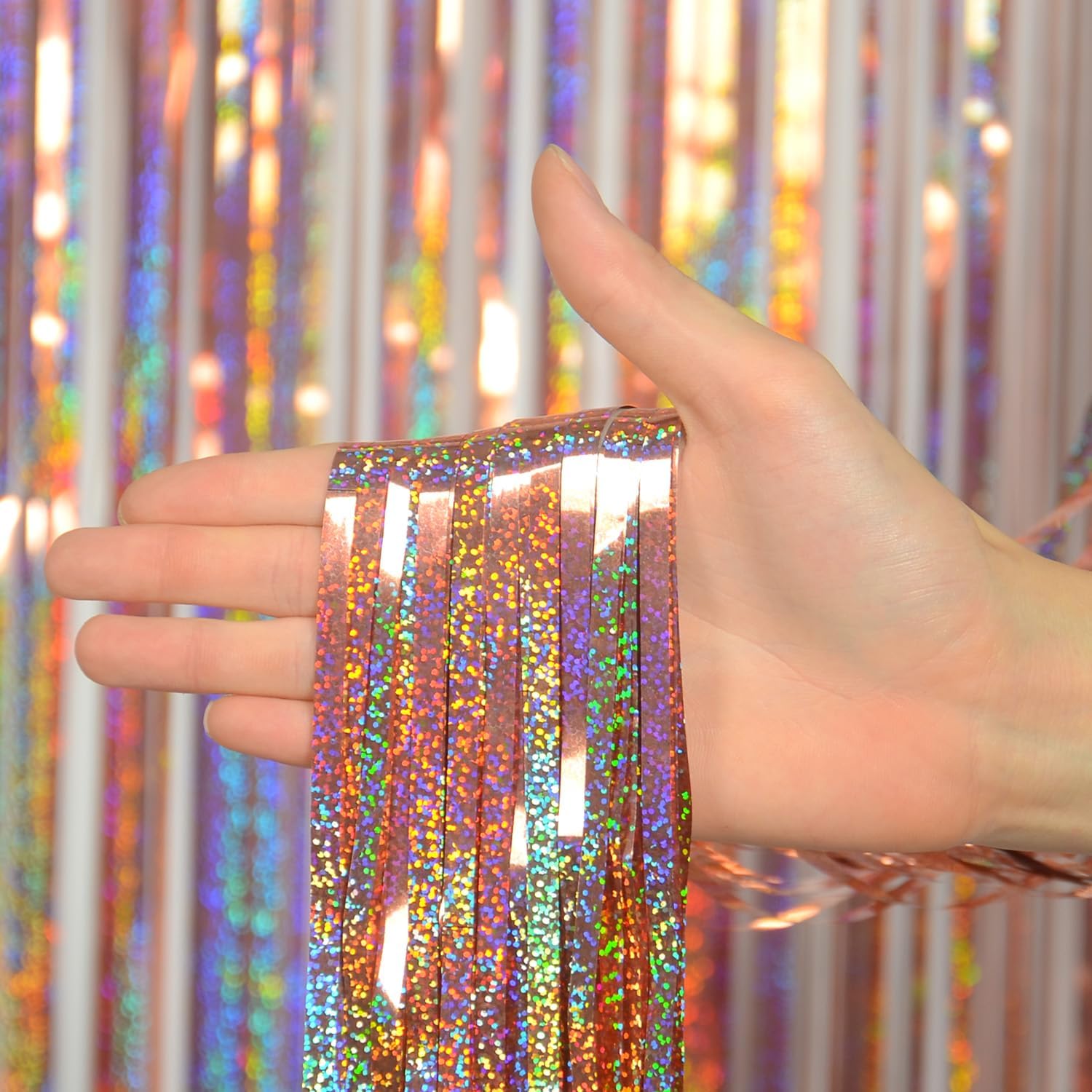 Foil Fringe Curtains 3 Pack for Birthday Party Decorations