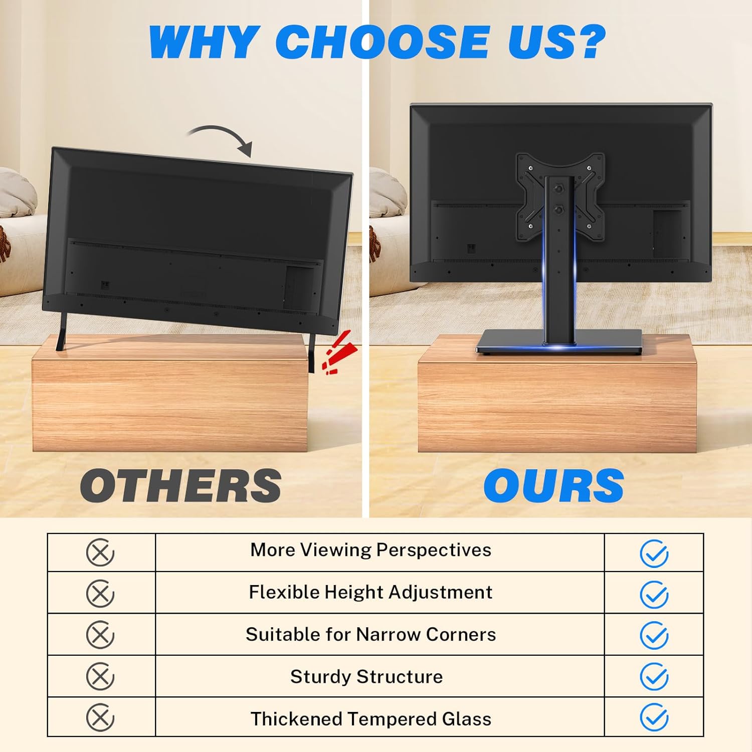 Rfiver Universal Swivel TV Stand for 23-43 Inch Flat Screens