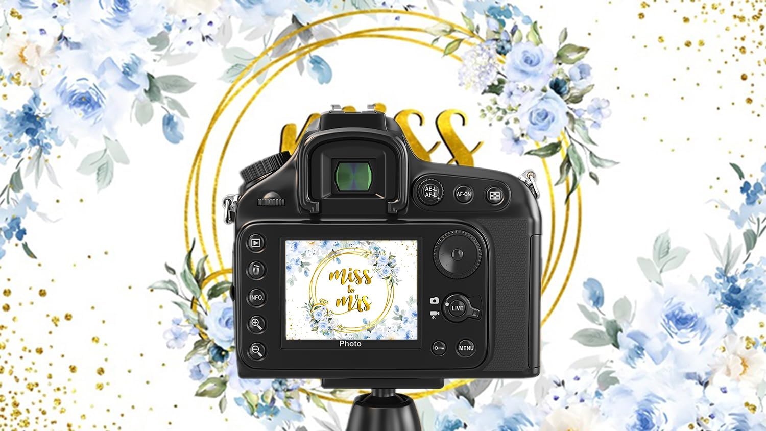 10x7ft Blue Floral Backdrop for Wedding and Photo Events