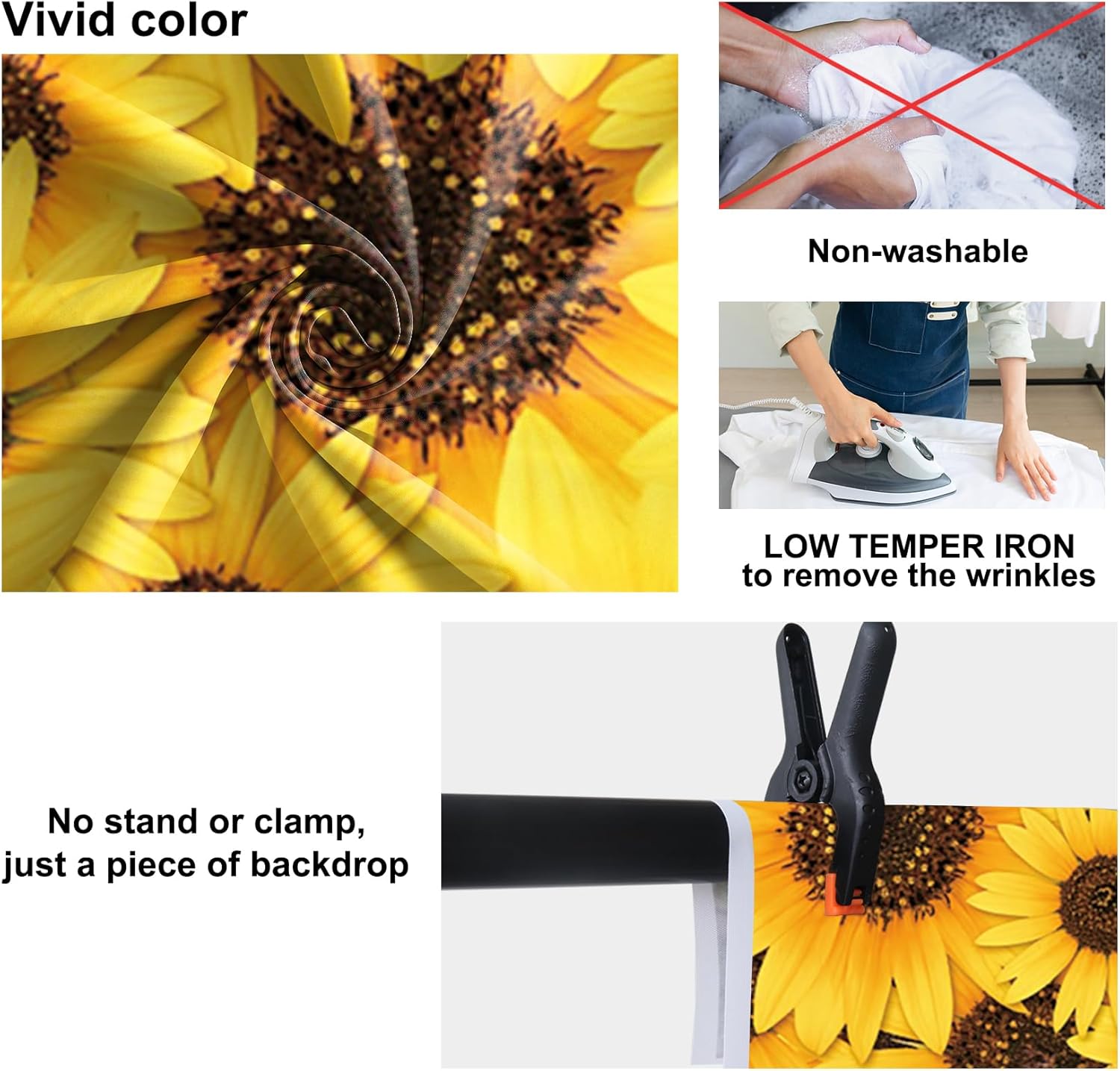 Baocicco 10x8ft Sunflower Photography Backdrop Yellow Floral