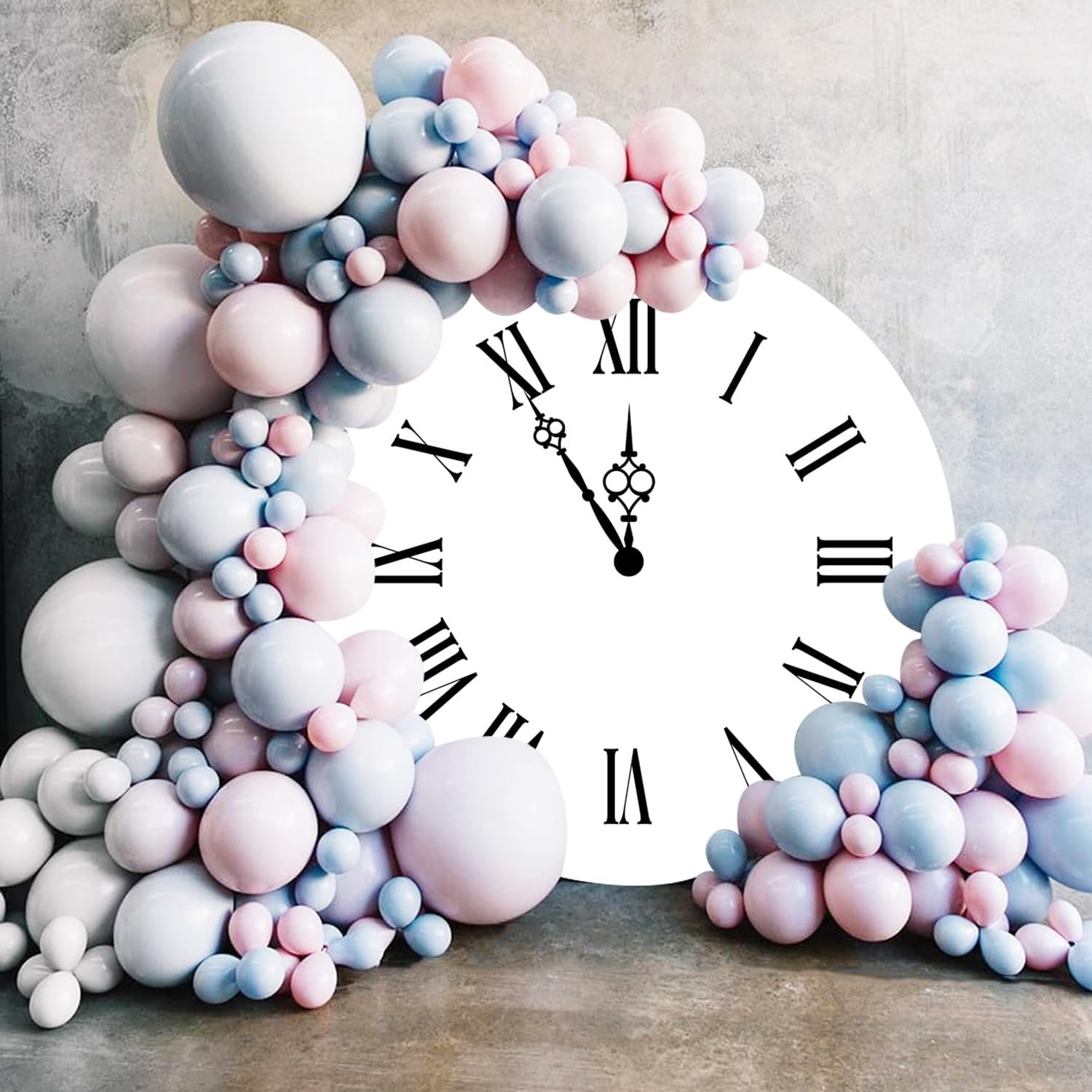 4ft Diameter Black White Retro Clock Photography Backdrop