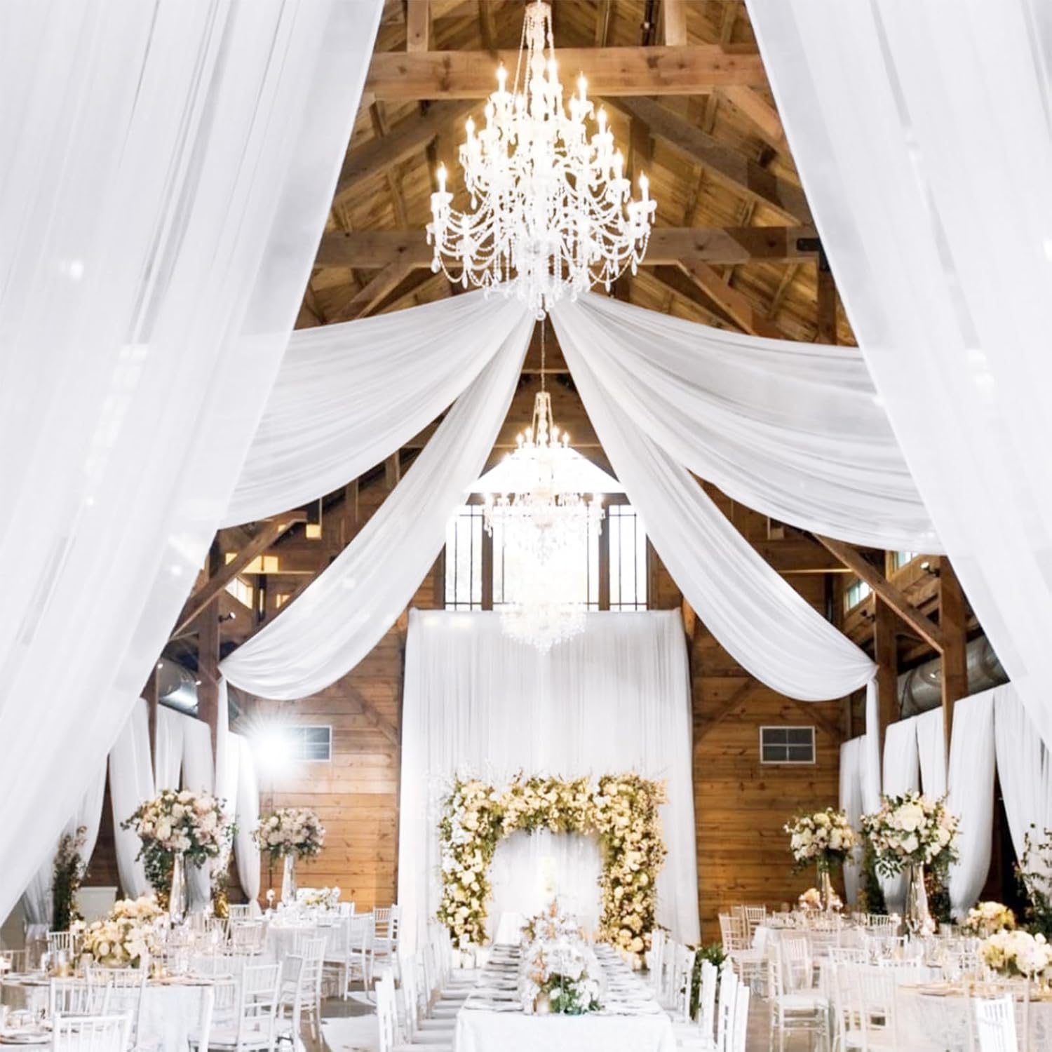 6 Panels White Ceiling Drapes Wedding Decorations