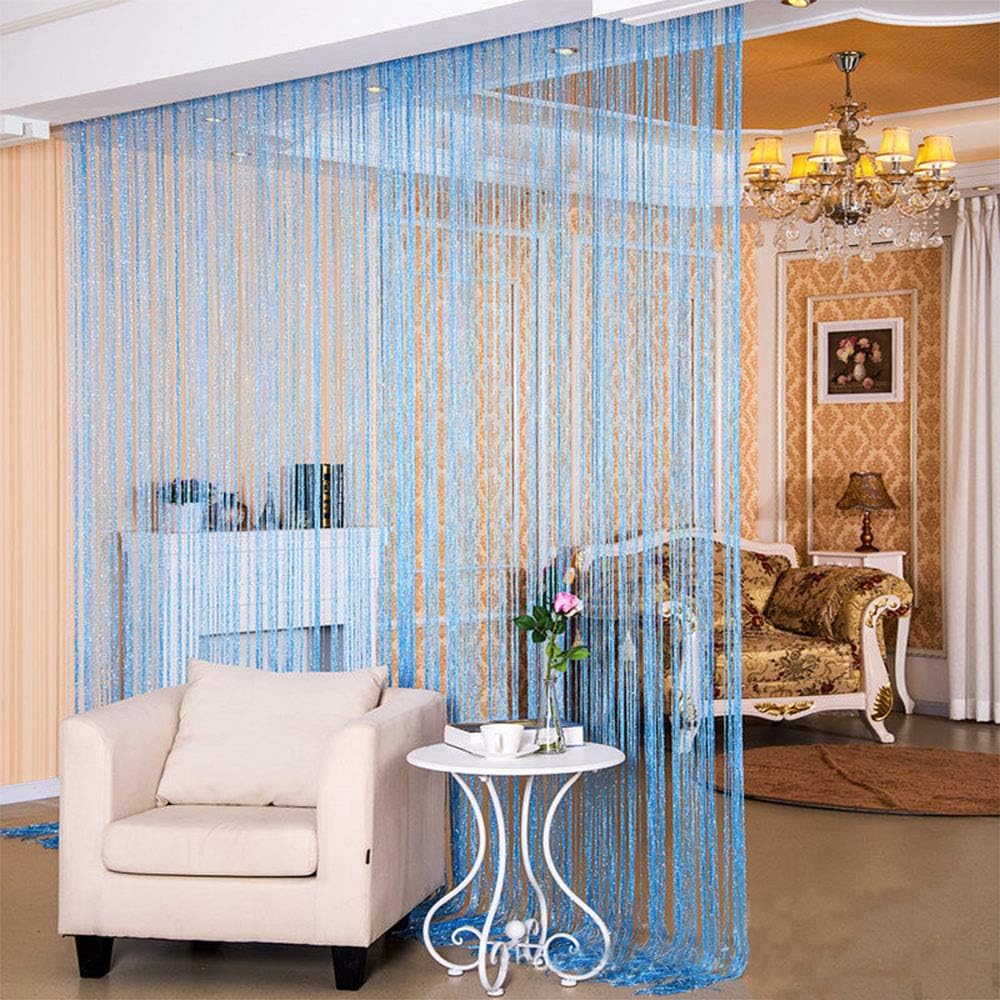 Duosuny 39x78 Inch Silver Ribbon Door Curtain