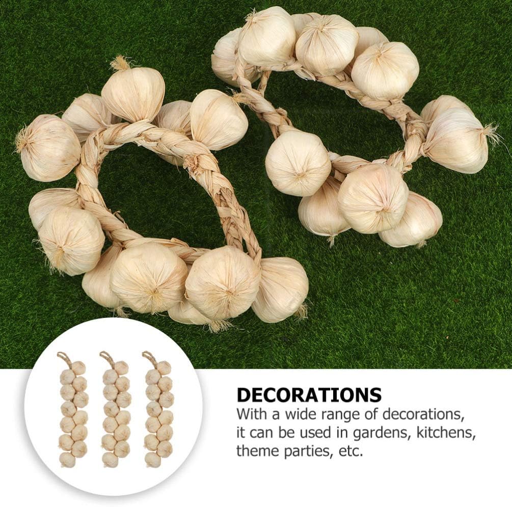 Yardwe Garlic Hanging String Decor 3pcs Photo Posing Prop