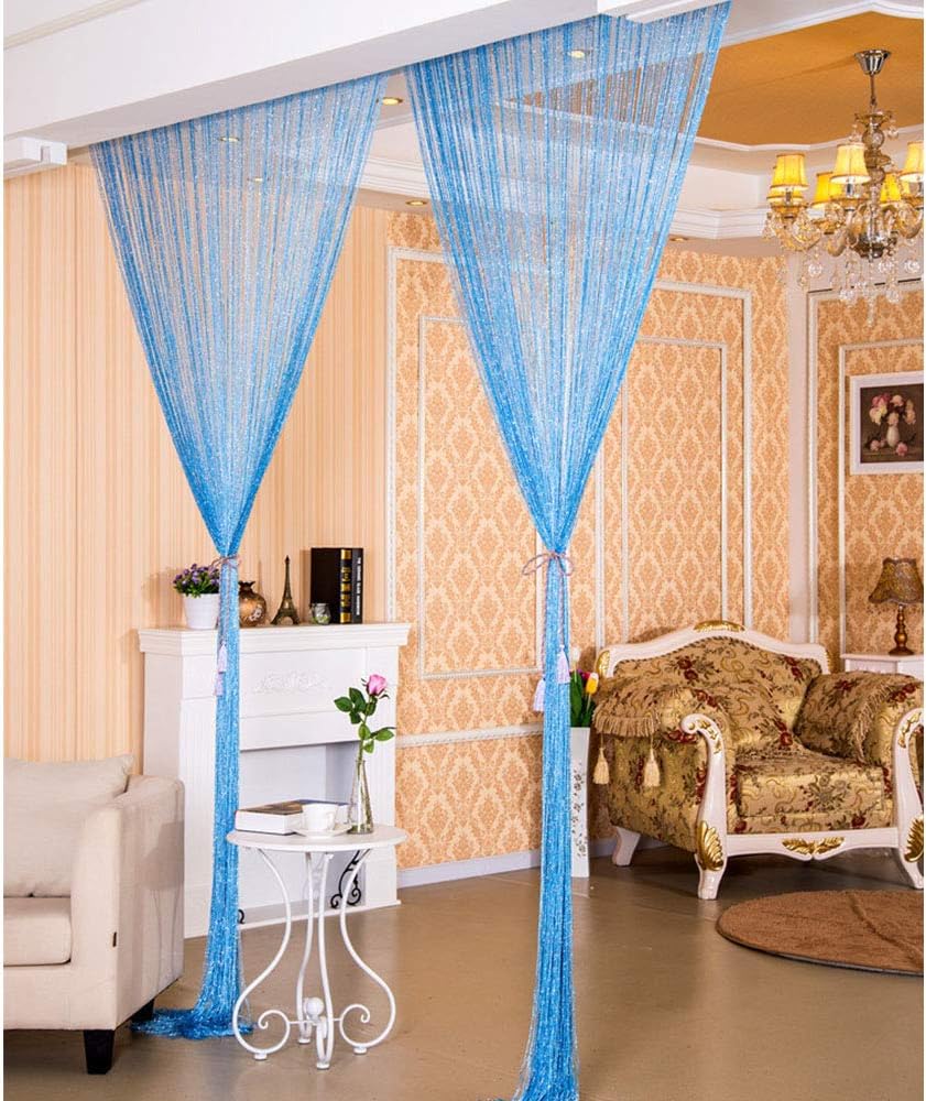 Duosuny 39x78 Inch Silver Ribbon Door Curtain