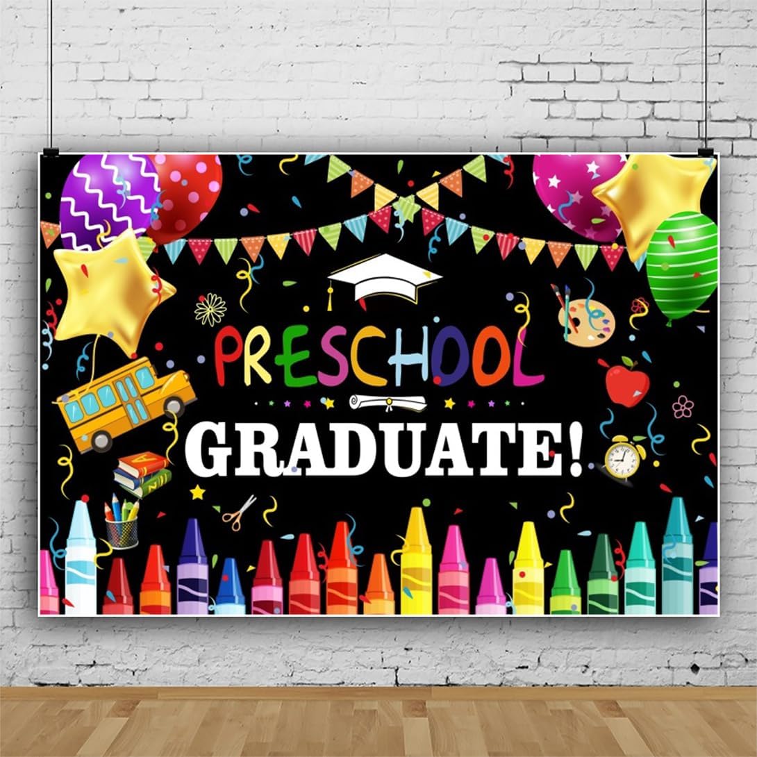 Laeacco Preschool Graduation Backdrop 6x4ft Black